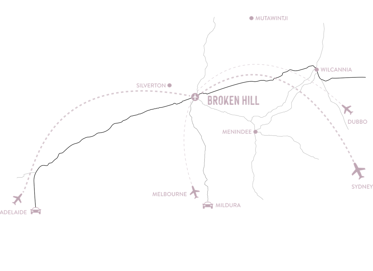 illustrated topographical map of broken hill